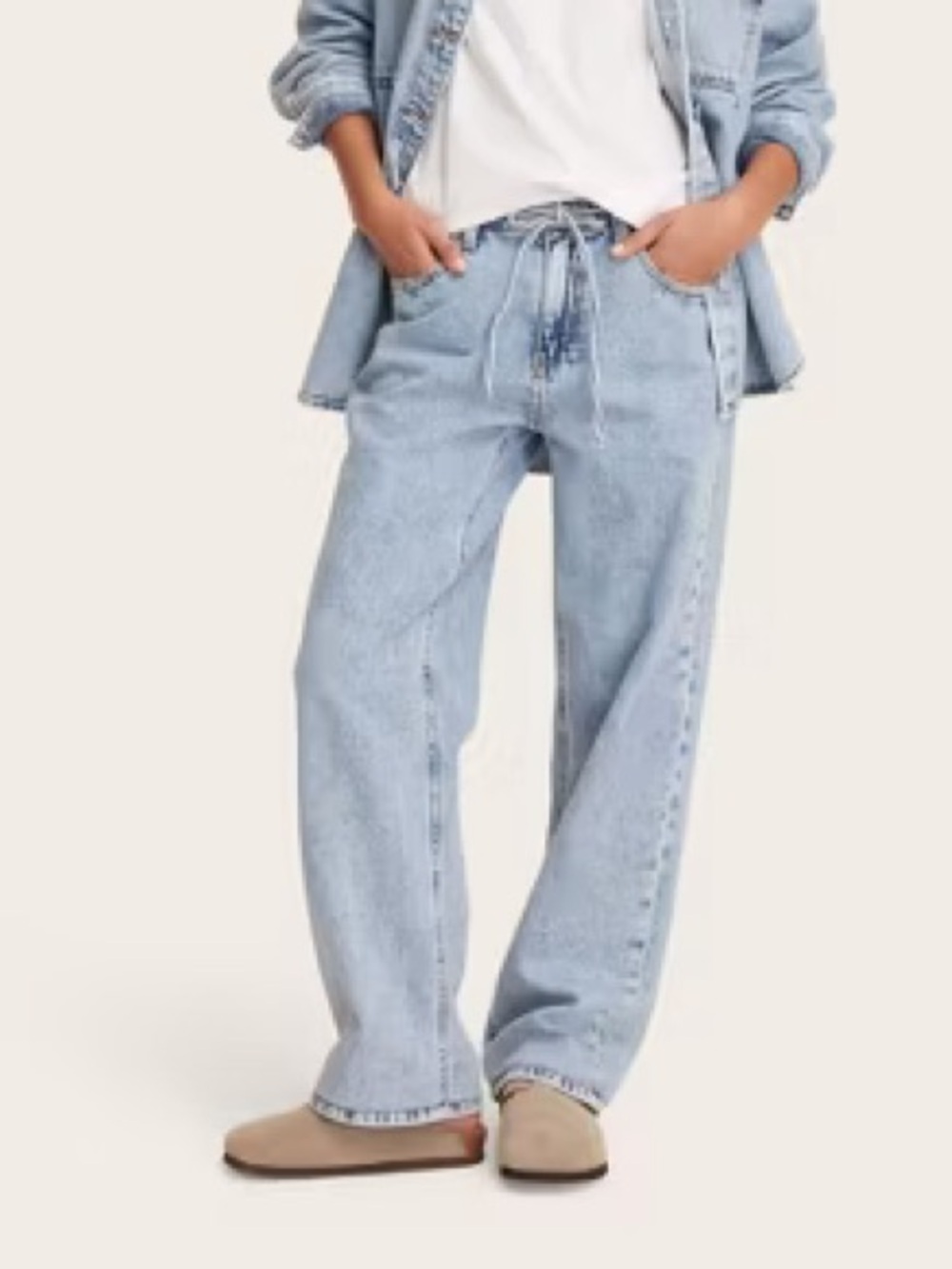 Parke x Target Light Wash Mid-Rise Drawstring Baggy Jeans - 10